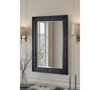 Yearn Mirrors Carved Framed Bevelled Mirror Black 77x62cm | Size: 77x62 cm Yearn Mirrors Black 77x62 cm