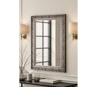 Yearn Mirrors Carved Framed Bevelled Mirror Silver 118x92.5cm | Size: 118x92.5 cm Yearn Mirrors Silver 118x92.5 cm