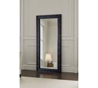 Yearn Mirrors Carved Framed Bevelled Tall Mirror Black 138X62Cm Black