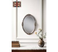 Yearn Mirrors Classic Rose Detailed Oval Silver Wall Mirror Silver One Size