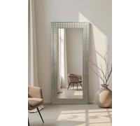 Yearn Mirrors Hammered Full Length Silver Framed Bevelled Mirror In Metallic Silver Metallic Silver One Size