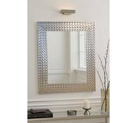 Yearn Mirrors Hammered Silver Framed Bevelled Mirror In Metallic Silver Metallic Silver