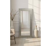 Yearn Mirrors Hammered Tall Silver Framed Bevelled Mirror In Metallic Silver Metallic Silver