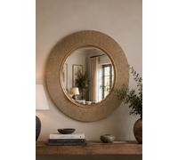 Yearn Mirrors Large Round Gold Ribbed Mirror Bevelled Gold