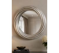 Yearn Mirrors Large Round Silvery Champagne Mirror 84Cm In Metallic Silver Metallic Silver