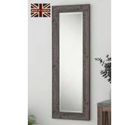Yearn Mirrors Rustic Grey Wood Effect Scooped Framed Mirror 129.5X45.5Cm In Pale Green Pale Green One Size