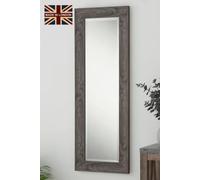 Yearn Mirrors Rustic Grey Wood Effect Scooped Framed Mirror 129.5x45.5cm in Pale Green | Size: 129.5x45.5 cm Yearn Mirrors Pale Green 129.5x45.5 cm