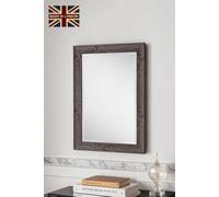 Yearn Mirrors Rustic Grey Wood Effect Scooped Framed Mirror 91.5X66Cm In Pale Green Pale Green One Size
