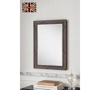 Yearn Mirrors Rustic Grey Wood Effect Scooped Framed Mirror 91.5x66cm in Pale Green | Size: 91.5x66 cm Yearn Mirrors Pale Green 91.5x66 cm