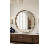 Yearn Mirrors Willow Gold Large Round Contemporary Mirror Bevelled In Metallic Gold Metallic Gold