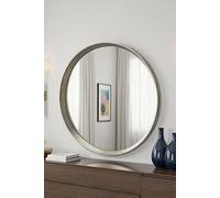 Yearn Mirrors Willow Silver Large Round Contemporary Mirror Bevelled In Metallic Silver Metallic Silver One Size
