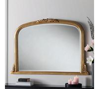 Yearn Beaded Arched Overmantel Wall Mirror Gold