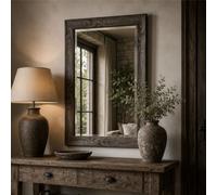 Yearn Rustic Grey Wood Effect Scooped Framed Mirror 129.5X106.5Cm