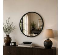 Yearn Simple Round Wall Mirror Black 50Cm