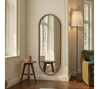 Yearn Solid Oak Full Length Oval Warm Wood Wall Mirror
