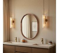 Yearn Solid Oak Oval Warm Wood Wall Mirror
