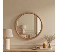Yearn Solid Oak Round Natural Wood Wall Mirror