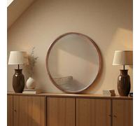 Yearn Solid Oak Round Warm Wood Wall Mirror