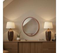 Yearn Solid Oak Round Warm Wood Wall Mirror