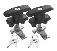 Yearninglife 2 x T-Shape Control Cabinet Door Lock + 2 Keys, Black, Key Lock, Handle with Lock, Garage Door Lock for Trailer, Caravan, Canopy