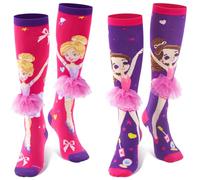 Yearntown 2 Pairs Funny Silly Knee High Socks for Kids 3D Cute Girl Socks Gift for Sock Day Novelty Long Knee Design, Multicolor, One size