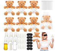 Yearntown 36 Pack Bottle Chug Baby Shower Games Bear Blindfolded Diaper Changing Games Kits Bulk Plastic Bottles Disposable Diapers Blindfold Eye Masks Winner Prizes Gifts Bear Baby Shower Decoration