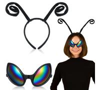 Yearntown Halloween Bug Fly Insect Costume Accessories Bug Bee Butterfly Moth Costume Antenna Headband with Eyes Glasses for Adult Halloween Cosplay Party