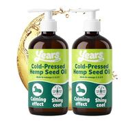 YEARS 100% Pure Cold Pressed Hemp Seed Oil for Dogs | 2 x 250ml | Anixety Relief & Calming Omega 3 Oil for Dogs Joint Supplement Great for Skin & Coat with Vitamin E