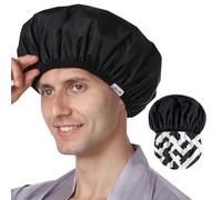 Years calm Men Shower Cap Reusable Waterproof, Dual-Layer Hair Cap Black | Double-Sided Use,Protects Hair in Shower, Spa, Travel & Cooking, Adjustable Elastic for Comfortable Fit