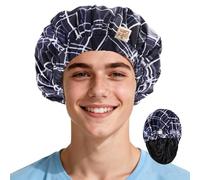 Years calm Satin Lined Shower Cap for Men Waterproof Reusable Camouflage | Adjustable Elastic Band for Long & Curly Hair, XL Bath & Spa Cap for Travel, Fashion Dual-Layer Design Hair Cap