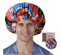 Years calm Shower Cap for Men Waterproof Reusable - Fashion Dual-Layer Design, Adjustable Elastic Band for Long & Curly Hair, XL Bath & Spa Cap for Travel, Satin Lined Shower Cap