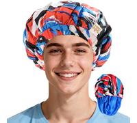 Years calm Shower Cap for Men Waterproof Reusable - Fashion Dual-Layer Design, Adjustable Elastic Band for Long & Curly Hair, XL Bath & Spa Cap for Travel, Satin Lined Shower Cap