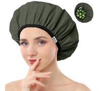 Years Calm Shower Caps For Women Reusable Waterproof，Pattern And Solid Color Dual-Layer Design For Dual-Layer Usable，Protects Hair In Shower, Spa, Cooking, Clean & Travel (Green, One Size)