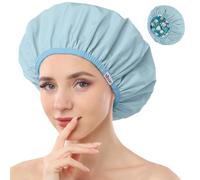 Years Calm Shower Caps For Women Reusable Waterproof，Pattern And Solid Color Dual-Layer Design For Dual-Layer Usable，Protects Hair In Shower, Spa, Cooking, Clean & Travel (Bell Orchid, One Size)