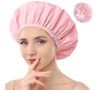 Years Calm Shower Caps For Women Reusable Waterproof，Pattern And Solid Color Dual-Layer Design For Dual-Layer Usable，Protects Hair In Shower, Spa, Cooking, Clean & Travel (Pink, One Size)