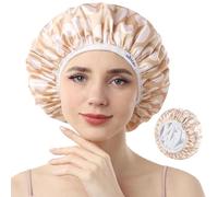 Years calm Terry Lined Shower Cap, Triple Layer Heart Motifs,Waterproof Reusable Elastic,Hair Shower Cap for Women,Terry Cloth Shower Caps for Spa,Clean,Trave (Beige, One Size)
