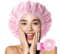 Years Calm Water-Activated Large Satin-Lined Shower Cap for Women(Pink)