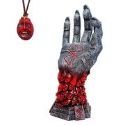 Yearsahrk Berserk Figure Berserk Statue and Pendant Anime Hand of God Right Hand Skull Rune Sculpture Skeleton Statue Home Desk Table Decoration Collections Gifts (Hand + Necklace B)