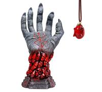 Yearsahrk Berserk Figure Berserk Statue and Pendant Anime Hand of God Right Hand Skull Rune Sculpture Skeleton Statue Home Desk Table Decoration Collections Gifts (Hand + Necklace A)