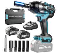 YEARTOP 1/2" Cordless Impact Wrench Brushless, Max 737 Ft-lbs(1000N.m) Breakaway Torque, Compatible with Makita 18V Battery, 4-Speed Wheel Nut Remover Kit with 2 x 4.0Ah Batteries, 5 Impact Sockets
