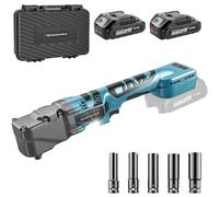 YEARTOP 258ft-lbs 1/2" Cordless Right Angle Impact Wrench for CarEngine Bay | Compatible with Makita 18V Battery, Brushless Compact 90° Angle Impact Wrench with 2x 2.0Ah Batteries, 5 Sockets, LED & Case