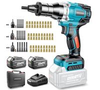 YEARTOP Cordless Rivnut Tool Brushless Compatible with Makita 18V Battery | M6/M8/M10 Mandrels, Auto/Manual Modes, Electric Rivet Nut Gun with 2x 4000mAh Batteries for Automotive Sheet Metal Repair