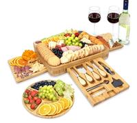 Yearvot Cheese Board Gift Set, Charcuterie Platter Knife Set and Round Fruit Plate, Chic Gift Box for Women, Birthday Anniversary, Wedding, Christmas, Housewarming