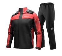 YEASQGS Motorcycle Rain Suit Reflective Waterproof Rain Gear 2 Piece Set with Jacket & Pant for Adult Cycling Riding Motorbike Suit (UK, Alpha, XXL, Regular, Regular, Standard, Red)