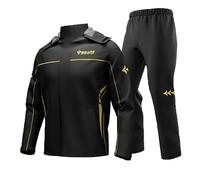 YEASQGS Motorcycle Rain Suit Reflective Waterproof Rain Gear 2 Piece Set with Jacket & Pant for Adult Cycling Riding Motorbike Suit (UK, Alpha, XL, Regular, Regular, Standard, Black)
