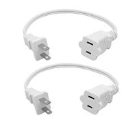 Yeatel Short Power Extension Cable 1 Foot 2 Pin White US Male/Female Power Cable for Nema 5-15P to Nema 5-15R Listed by UL Perfect for Home