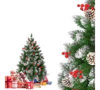 YEATHOR 5ft Artificial Christmas Tree Snow-Dusted 500 Tips with Cone&Berry | Realistic Green Xmas Tree with Wood Stand Fake Snowy Fir Bushy Easy Assembly Free Standing for Home Office Shop