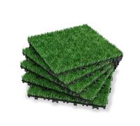 YEATHOR Artificial Grass Tiles 30x30cm Interlocking Turf Decking Tiles Self-Draining Cutable Anti-Slip with Click System Square Lawn Carpet Mat Plastic Lawn Flooring for Garden Balcony Patio, 22pcs