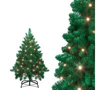 YEATHOR Christmas Tree 5ft Green Artificial Xmas Tree with Lights 180 LEDs | Warm White Realistic Natural Bushy Hinged Branches 367 PVC Tips Metal Stand for Outdoor Indoor Festive Decoration
