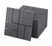 YEATHOR Decking Tiles 30x30cm Interlocking Garden Tiles Outdoor Deck Flooring Plastic with Click System & Drainage Base Patio Slabs Imitation Wood Grain for Balcony Poolside